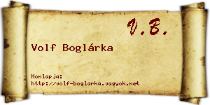 Volf Boglárka névjegykártya