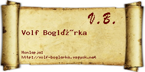 Volf Boglárka névjegykártya